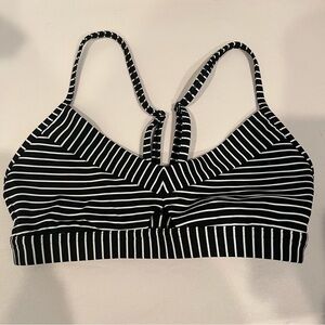 Lululemon black and white stripe sports bra with cutout in front size 2